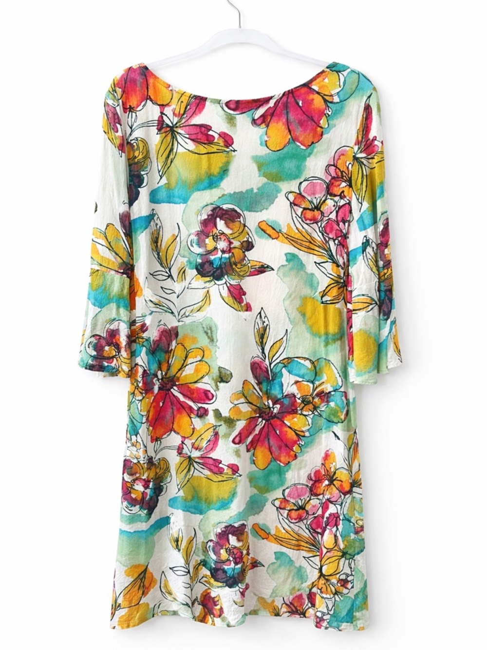 Jams World Doris Dress L 60 Yrs Tropical Floral Swing Boho Dress Resort Wear - Picture 3 of 8